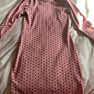 Zara Red Bodycon Mini Dress Long Sleeve Crew Neck